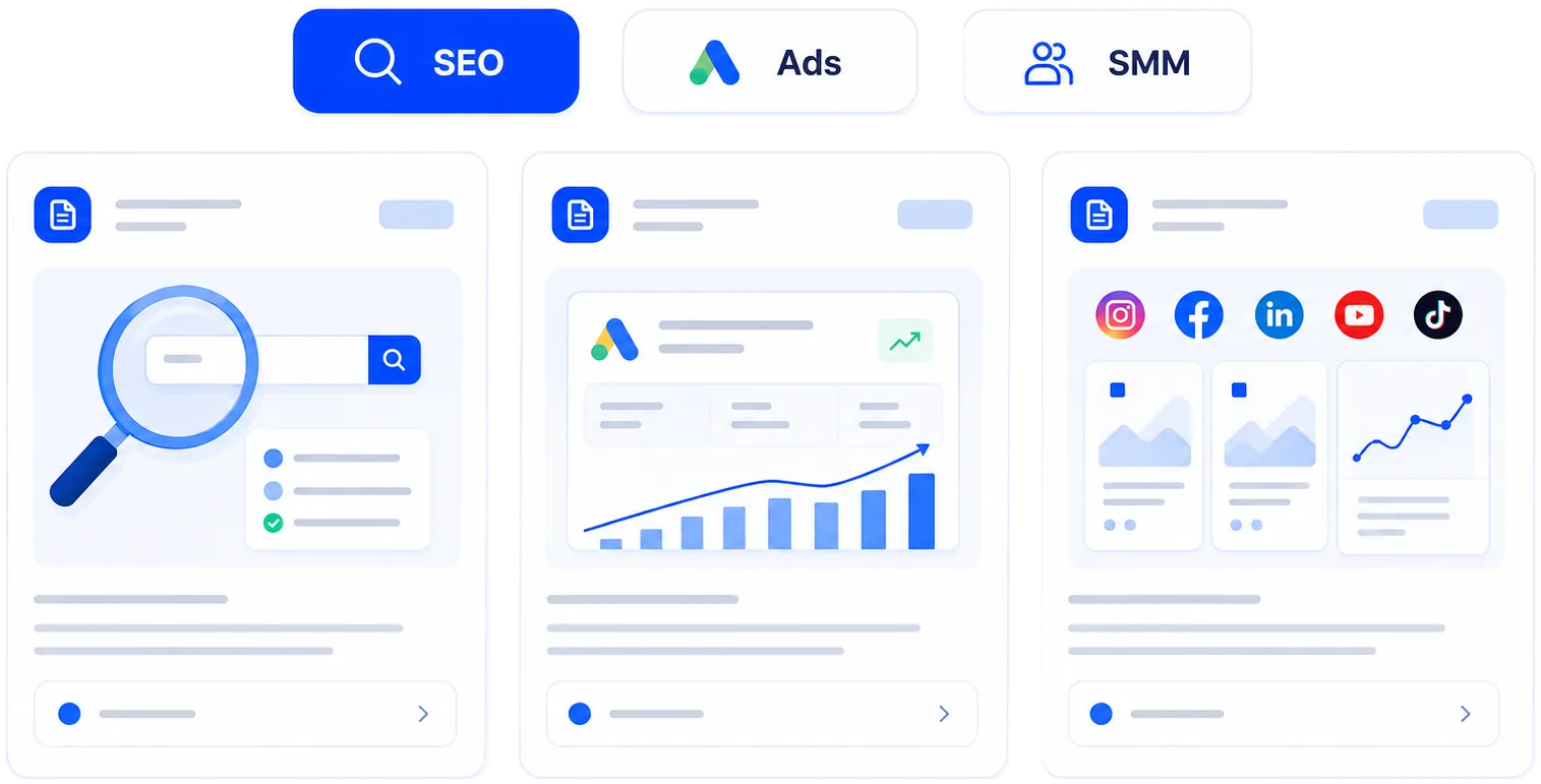 Иллюстрация блога маркетингового агентства Метриум о рекламе, SEO, социальных сетях и digital-стратегии