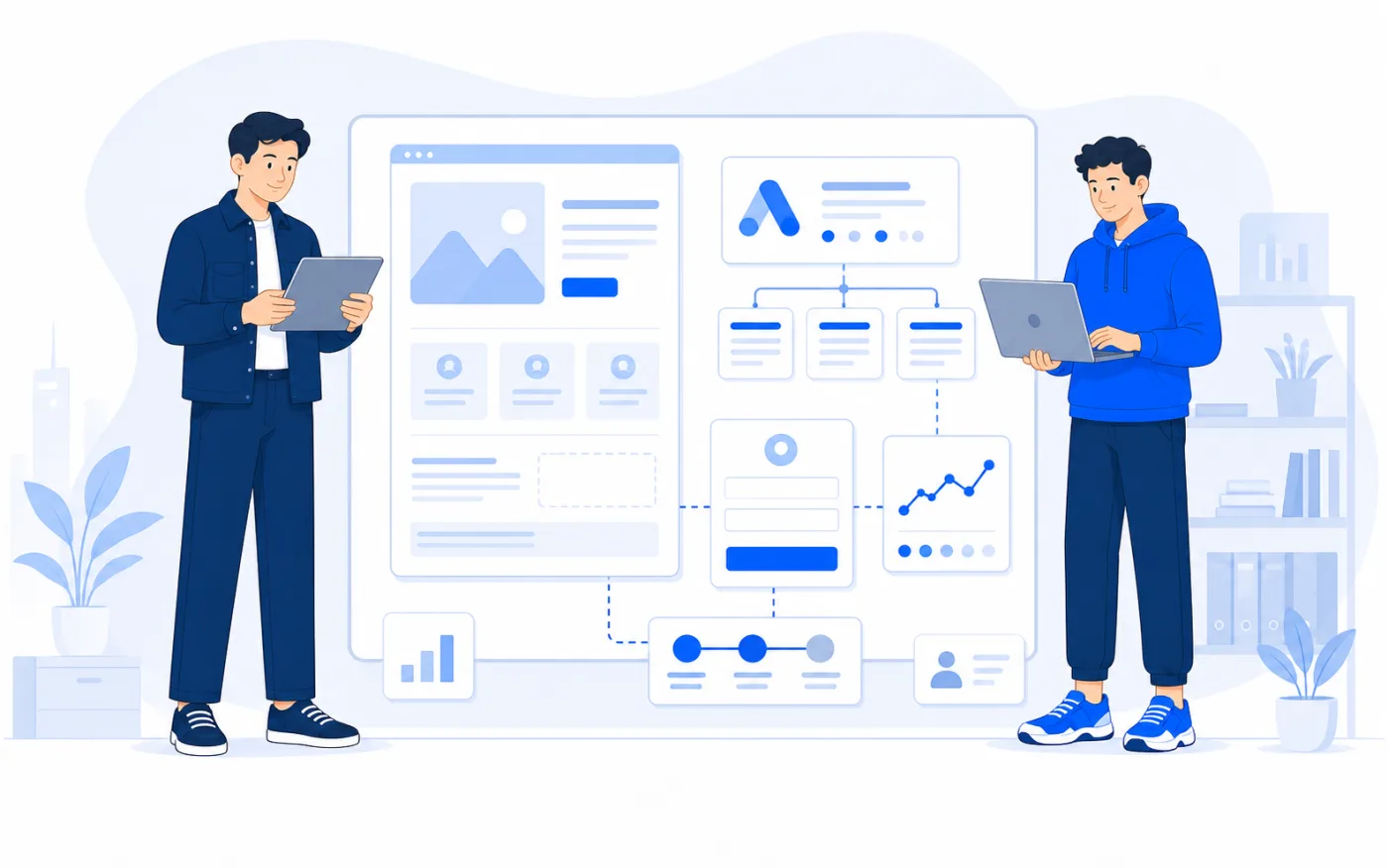 Специалисты Метриум собирают лендинг под Google Ads с первым экраном, формой заявки, аналитикой и CRM-маршрутом