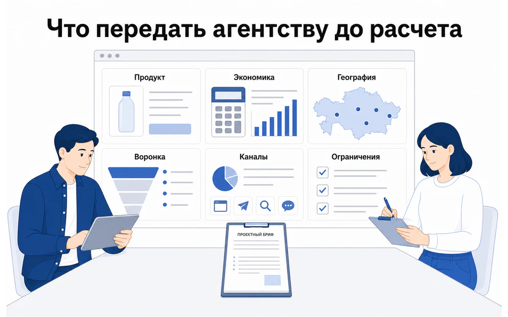 Шесть групп данных для расчета продвижения бизнеса в Казахстане.
