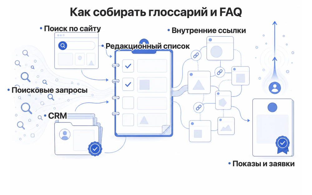 Процесс создания и проверки глоссария и FAQ для сайта