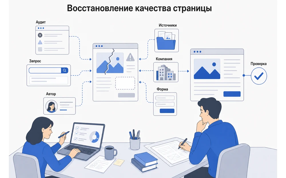 Как восстановить техническое и редакционное качество страницы сайта.