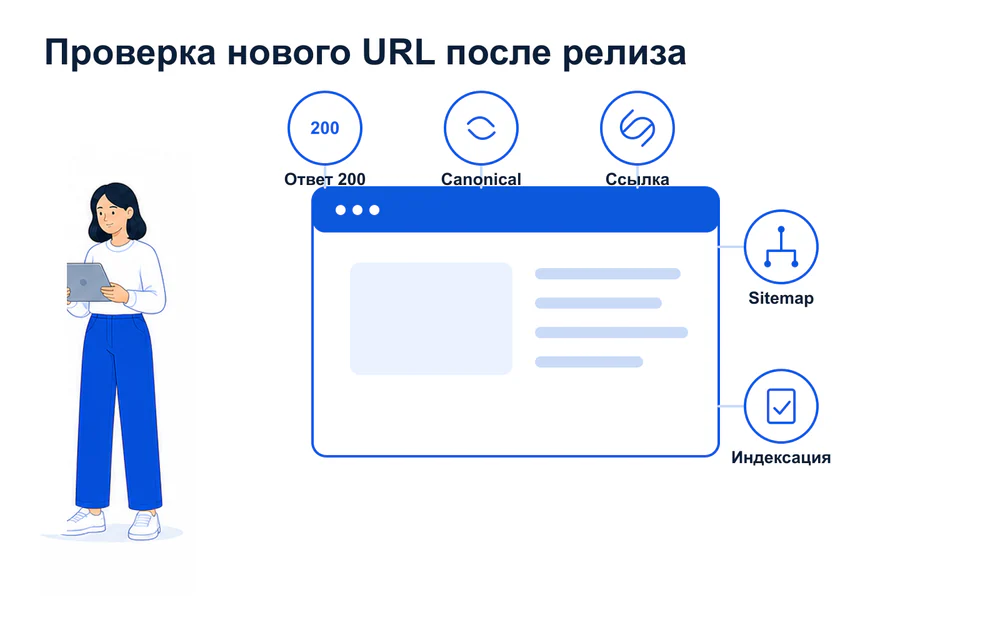 Пять проверок SEO-страницы после публикации от кода ответа до индексации.