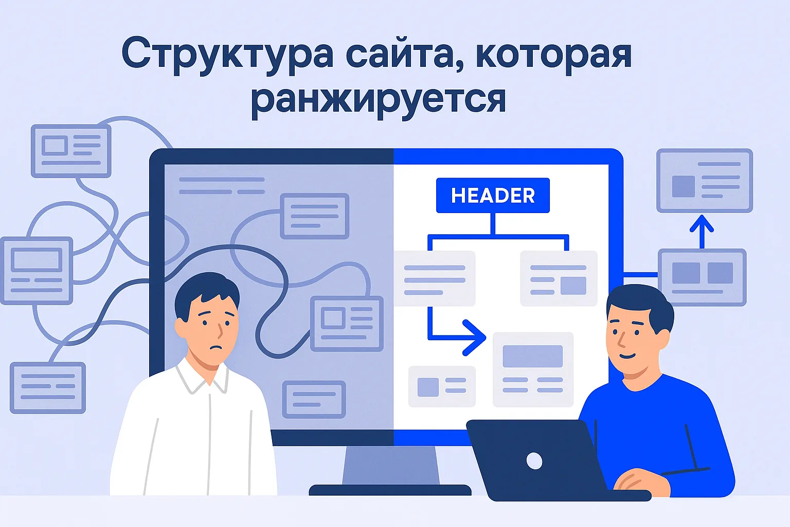 Специалисты Метриум показывают различия структуры сайта для SEO