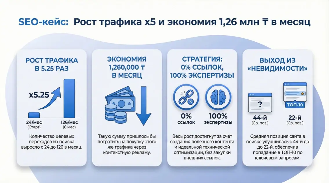Инфографика: Рост графика x5 и экономия 1,26 млн. тенге в месяц