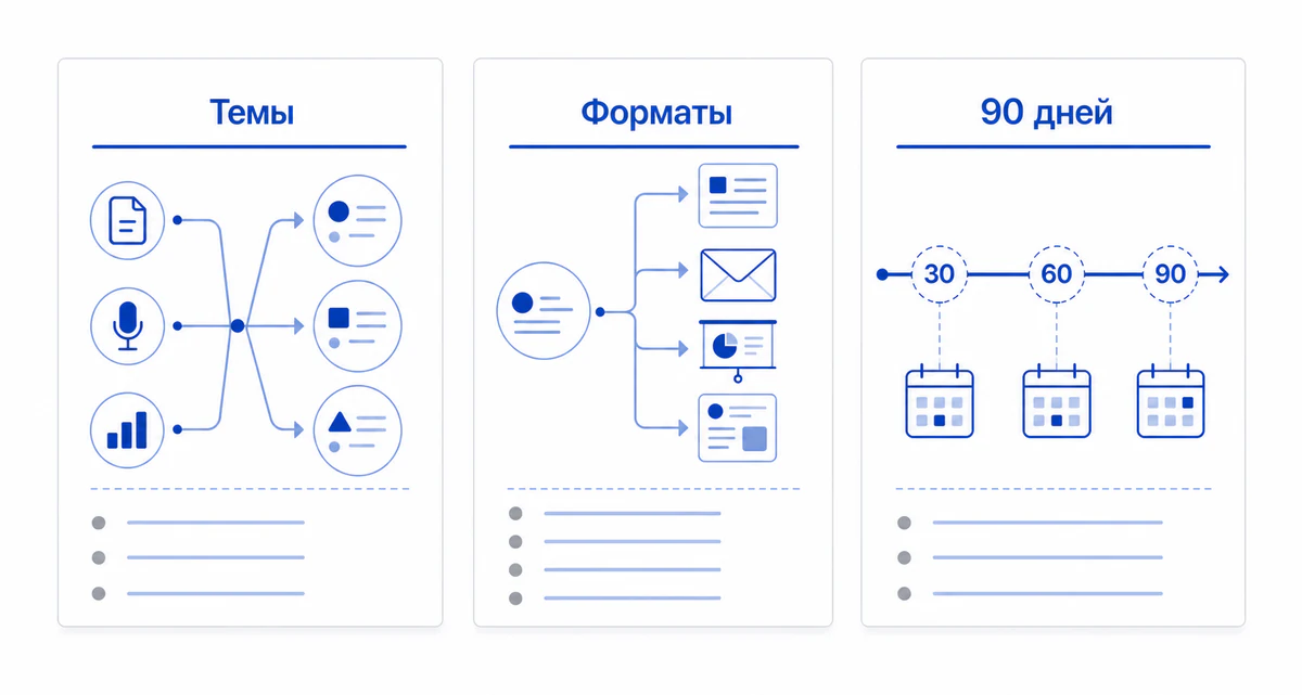 Три листа расчета контент-маркетинга: темы, форматы и план на 90 дней