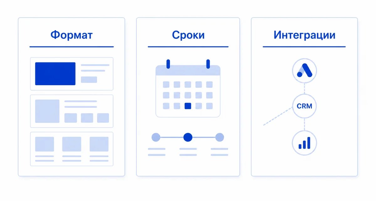 Три листа расчета сайта: формат, сроки и интеграции