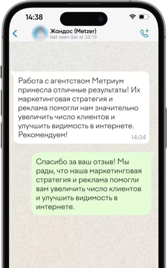 Скриншот WhatsApp отзыва Metzer